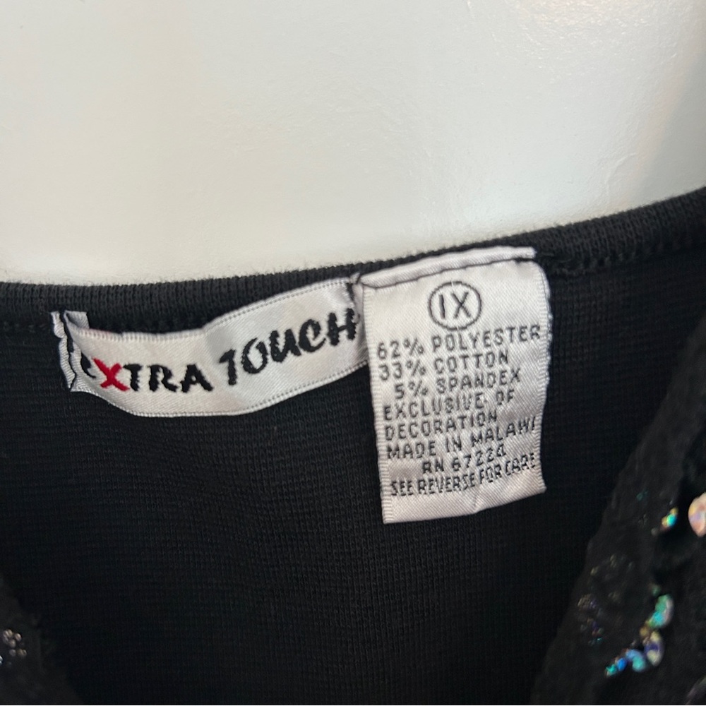 Y2K Black Sequin and Lace Trim Cami Top, Size 1X - Picture 4 of 7
